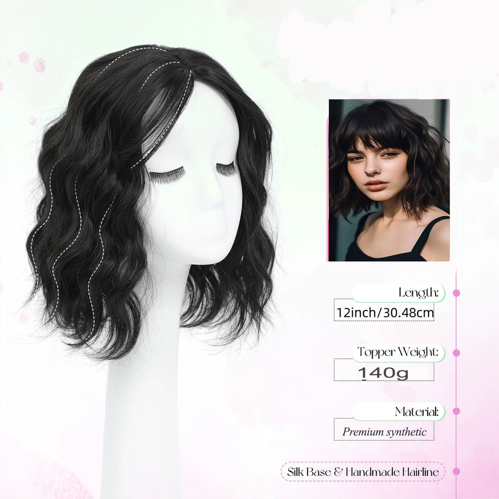 Front Lace Water Ripple Female Bangs Wig Short Curly Hair