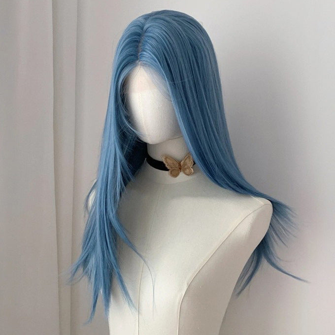 Female Forehead Lace High Level Mixed Long Straight Wig