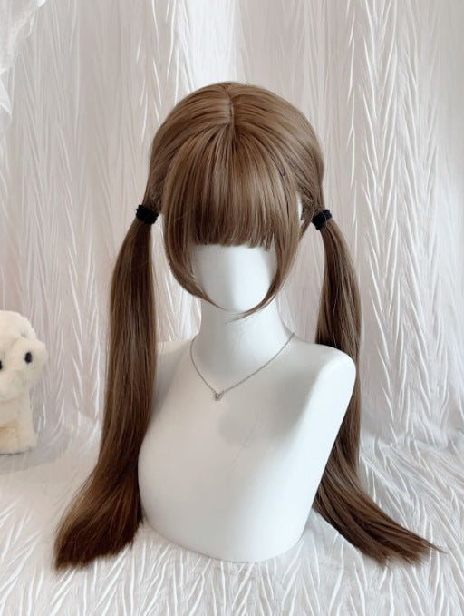 Rebel Honey Female Double Ponytail Daily Curly Hair Can Long Straight Wig
