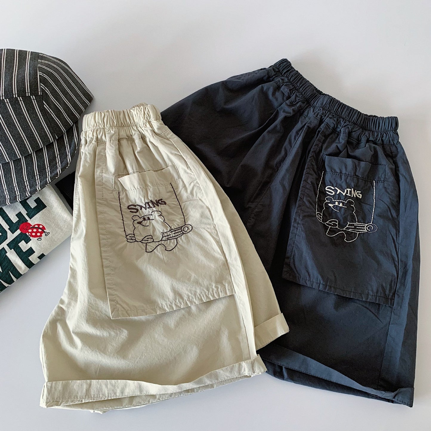 Children's Korean Style Boys Pocket Bear Middle Children's Pants