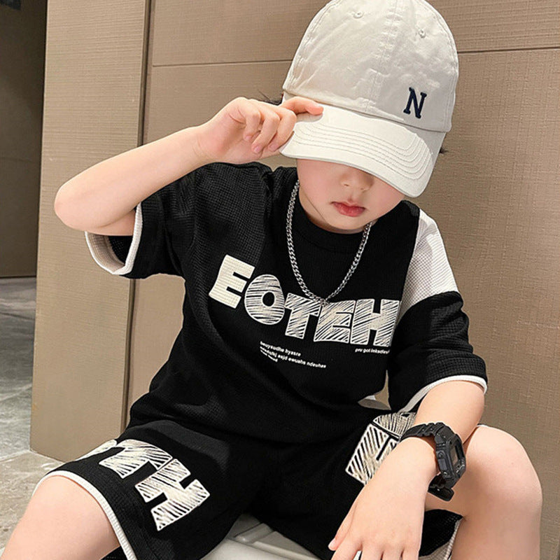 Children's Boys Summer Medium Large Thin Gym Clothes Children's Suit