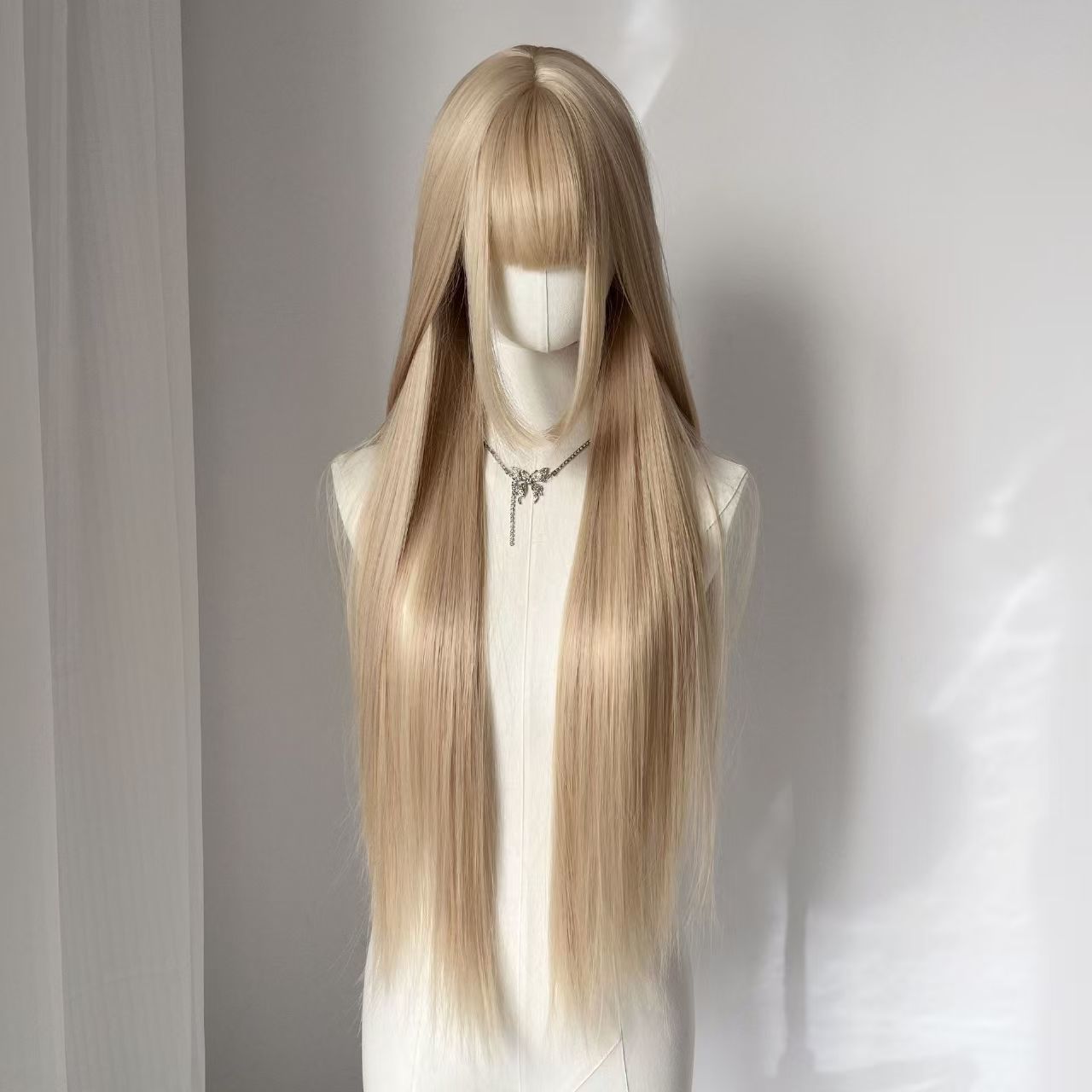 Women's For With Sideburns Bangs Light Team Long Straight Wig