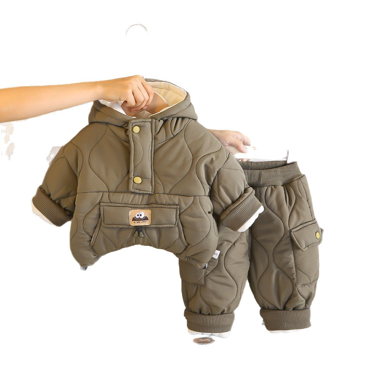 Children's Winter Clothing Fashionable Stylish Fleece-lined Thickened Two-piece Children's Suit