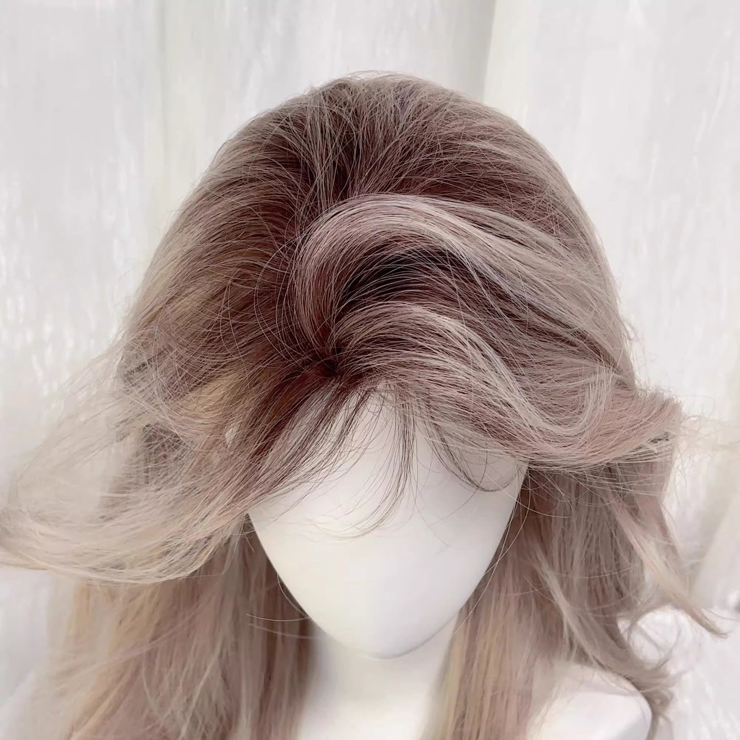Women's American Style Maine Mid-length Bangs Curly Hair Wig Long Curls