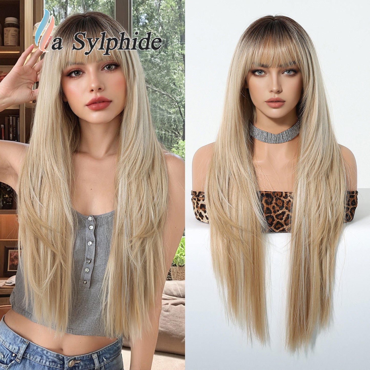 Women's Black Long Straight Fiber High Level No Need To Real Hair Wig