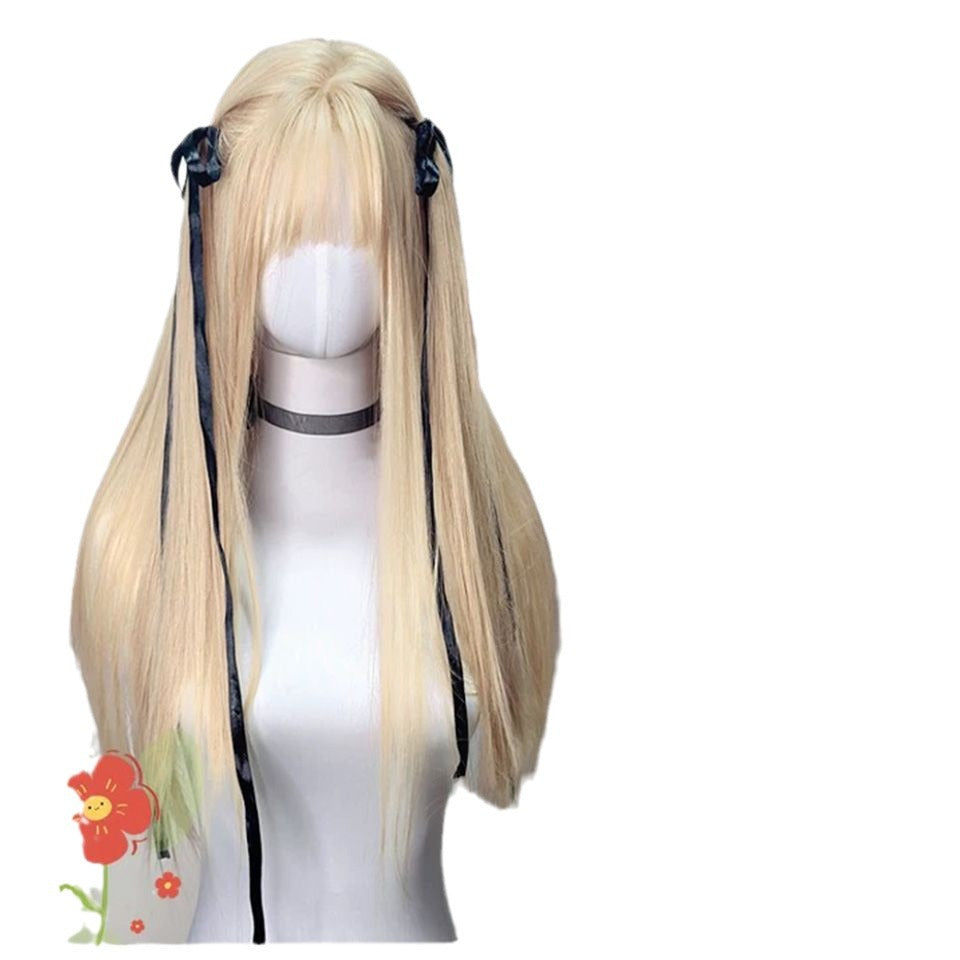 Women's Milk Tea Platinum Color Female Hair Long Straight Wig