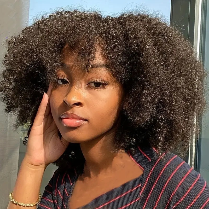 African Fluffy Afro Wigs With Small Wig Short Curly Hair