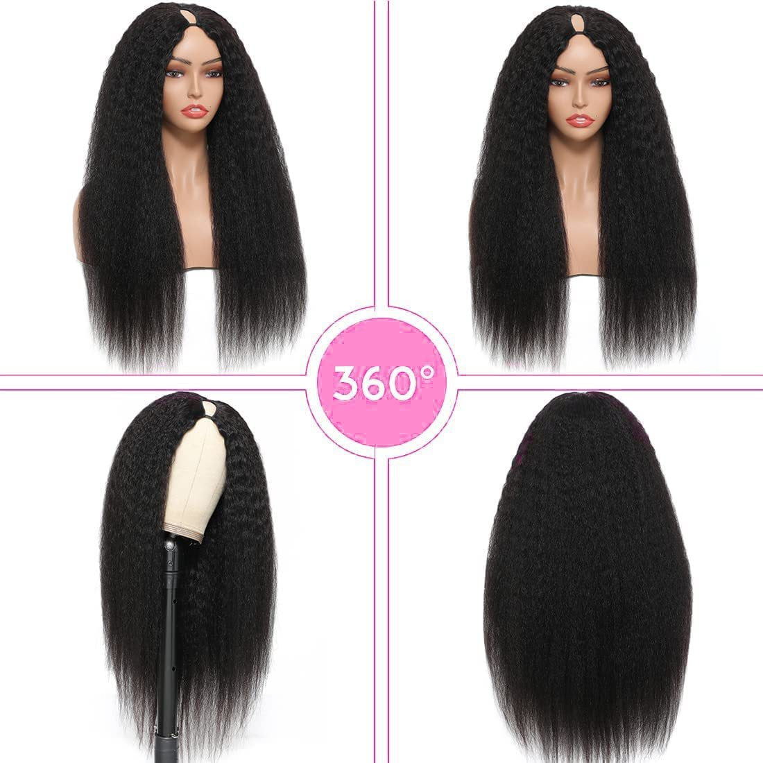 Women's Half Headgear Black Silk Long Straight Hair Wig