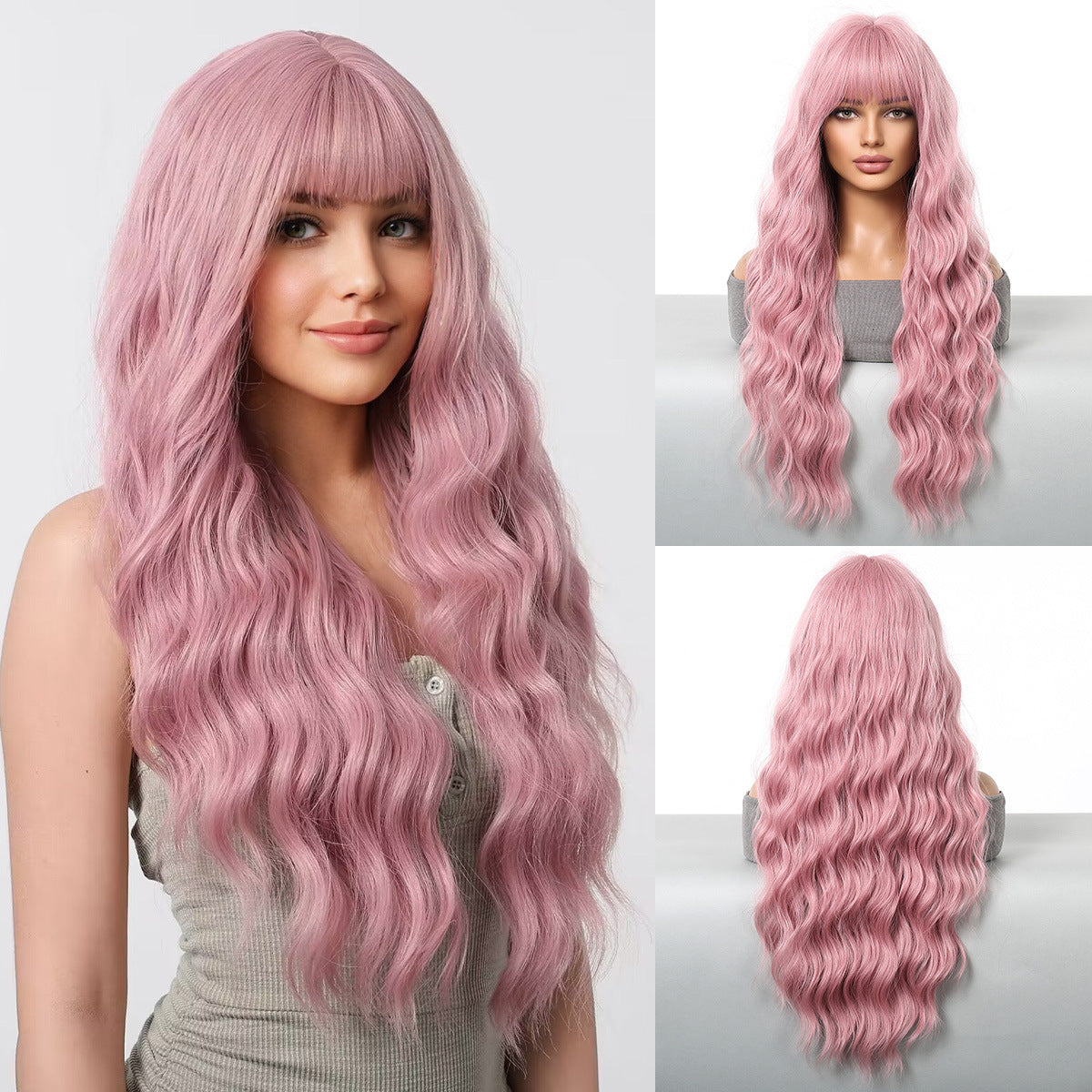 White Gold Color Barbie Wind Big Wave Curly Hair Fluffy Wig Long Curls