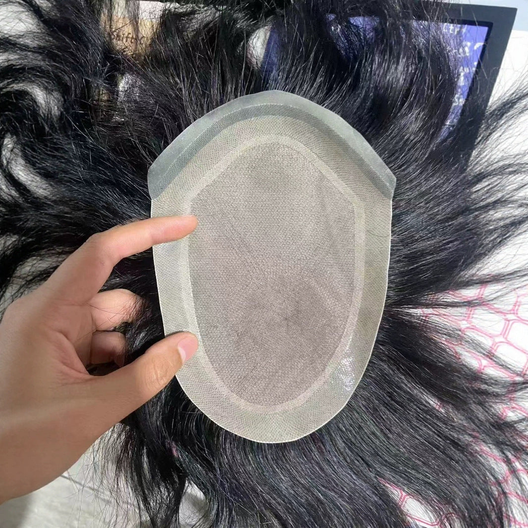Men's Hair Hand Woven Simulation Scalp Forehead Men's Wig