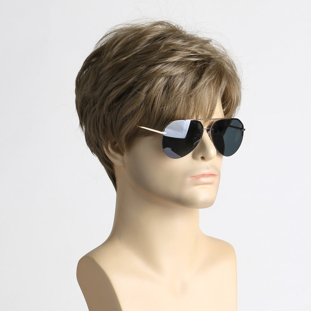 Men's Brown Chemical Fiber Short Hair Men's Wig