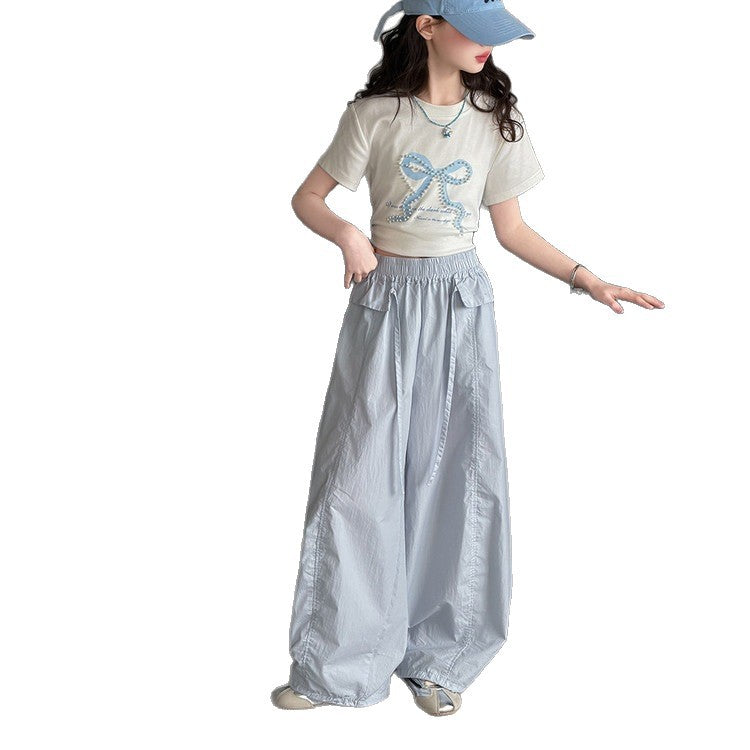 Children's Casual Ruffled Cotton Medium Big Thin Slimming Balloon Children's Pants