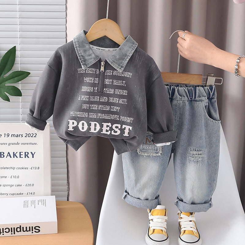Children's Fried Street Fashion Trendy Spring Western Style Two-piece Children's Suit