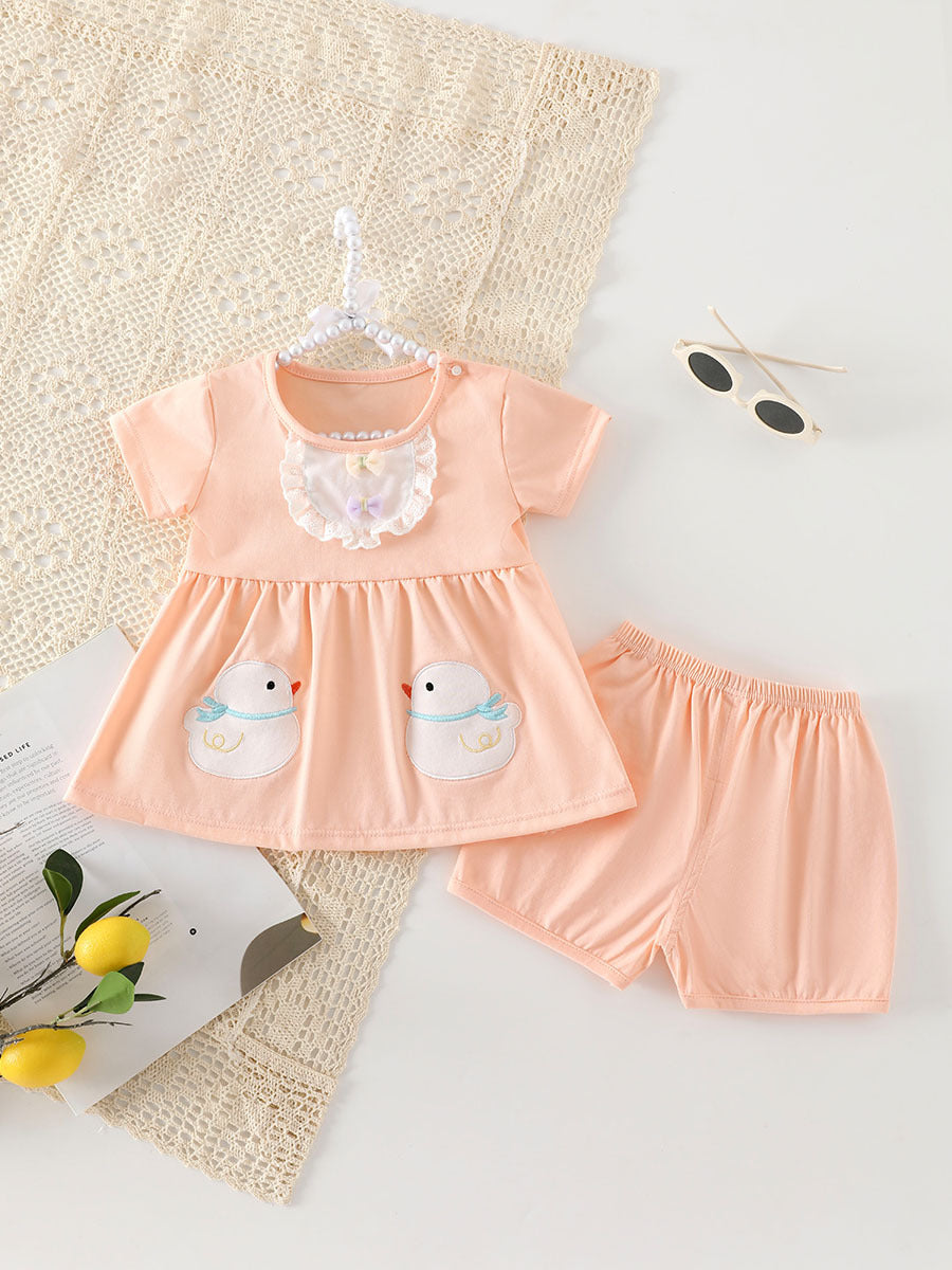 Summer Thin Short-sleeved Shorts Split Princess Dress Cute Clothes Children's Suit