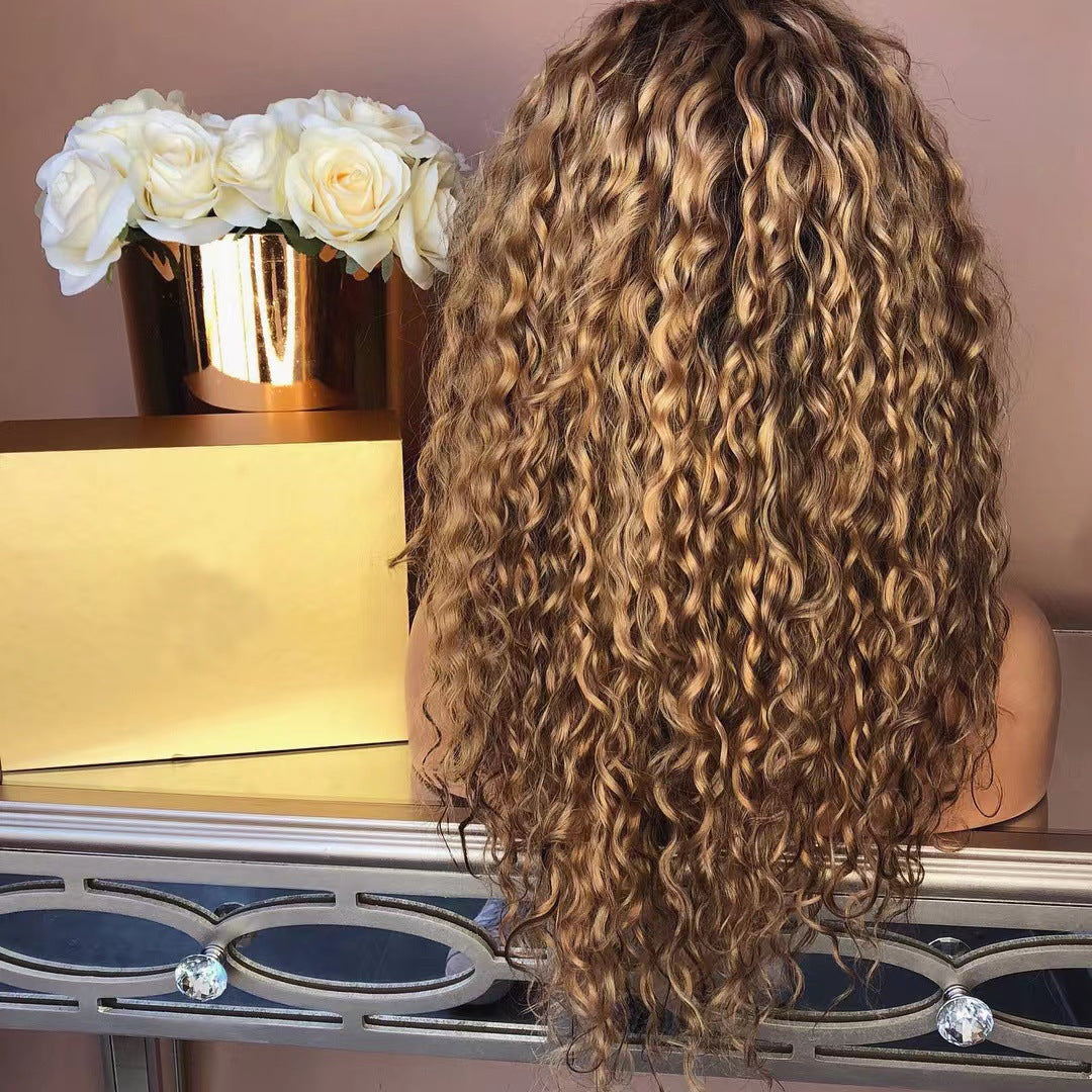 Women's Popular African Small Curly Hair Mixed Brown Dyed Chemical Fiber Wig Long Curls