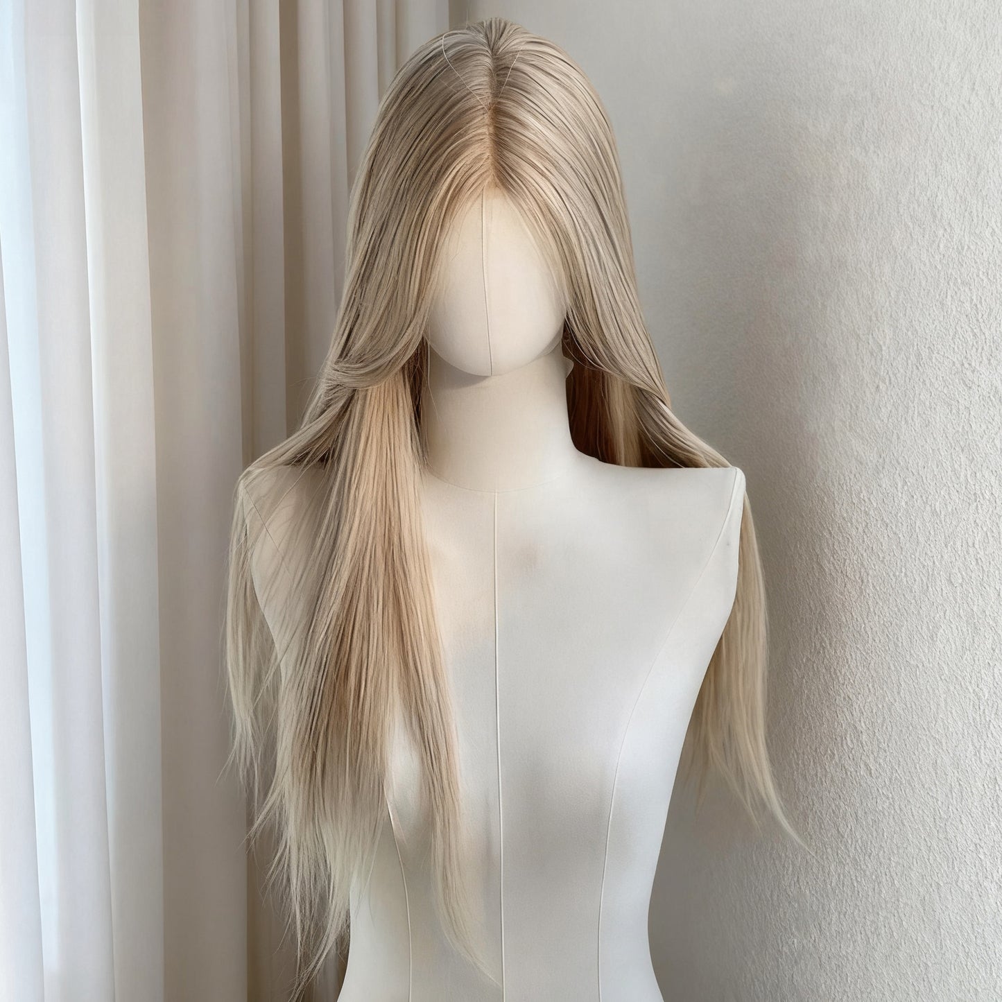 Female Forehead Lace High Level Mixed Long Straight Wig