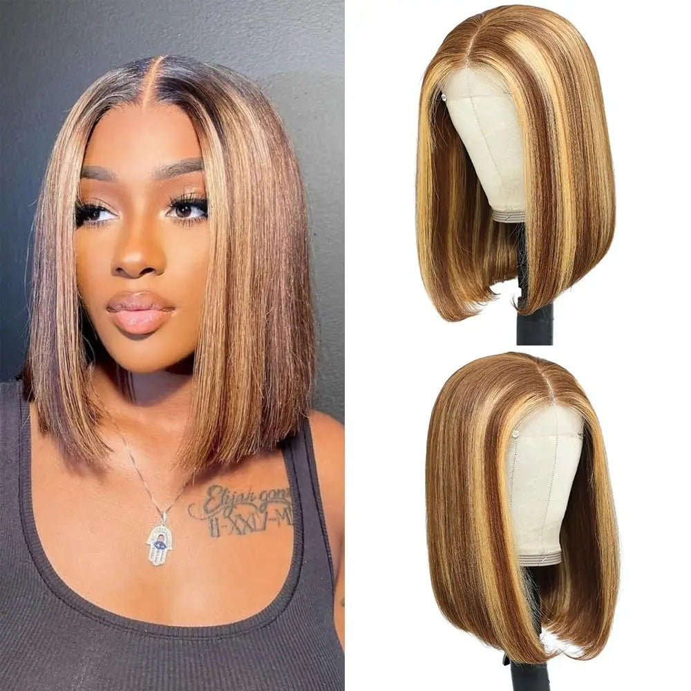 Kim Closure Bob Middle Part Human Long Straight Wig