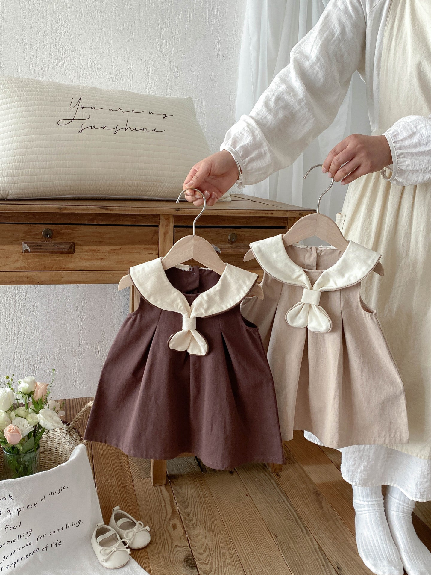 Style Super Nice Preppy Summer Retro Lapels Children's Dress