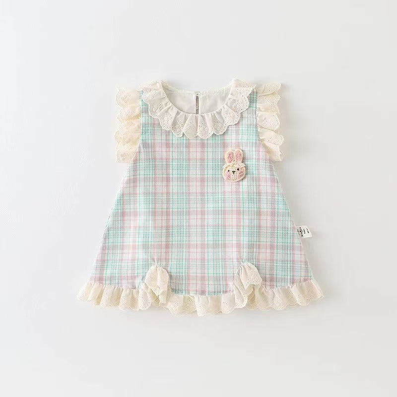Cute Sleeveless Lace Dress Cartoon Outing Bloomer With Jumpsuit, Climbing Suit