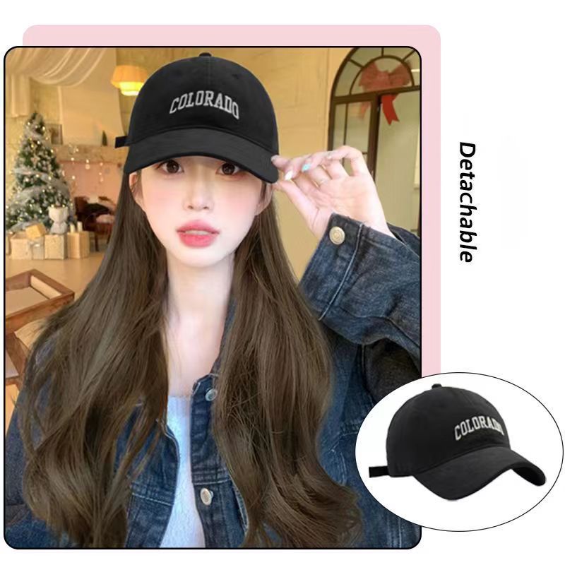 Hat One Female Curly Hair Fashion Baseball Peaked Wig Long Curls