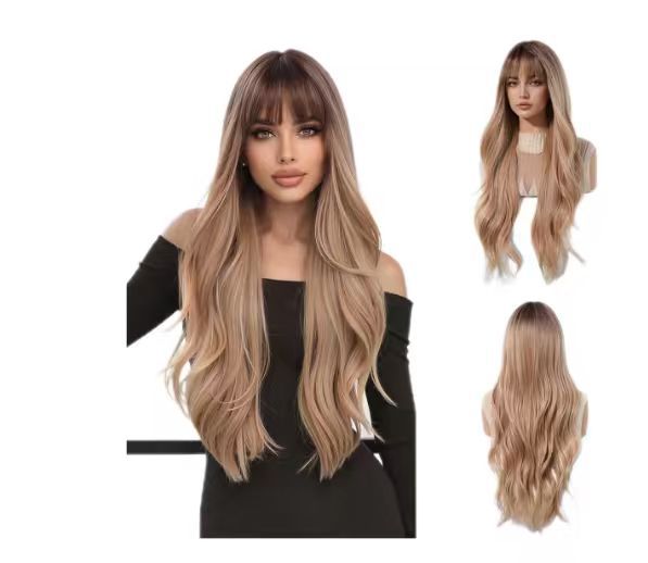 Exotic Medium Curly Hair Highlights Fiber Wig Long Curls