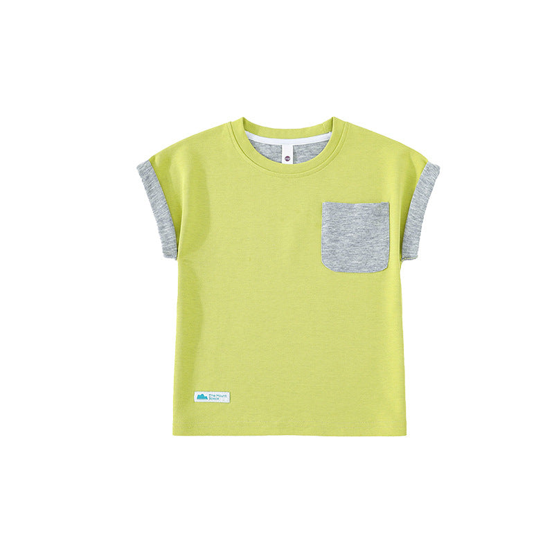 Children's Clearance Mountain Clothing Contrasting Color Cuff Short-sleeved Summer Children's T-shirt