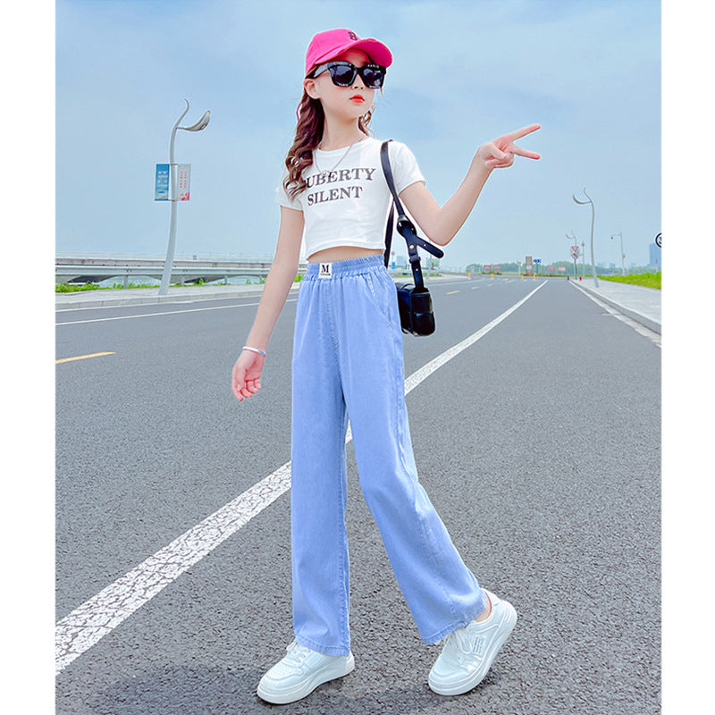 Children's Clothes Fried Street Western Style Medium Big Trousers Clothing Thin Children's Pants