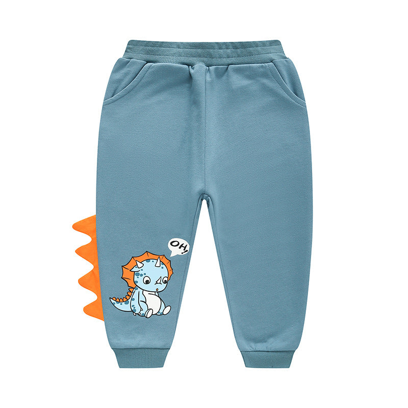 Children's Autumn Crawler Korean Style Sport Dinosaur Cartoon Casual Trousers Children's Pants