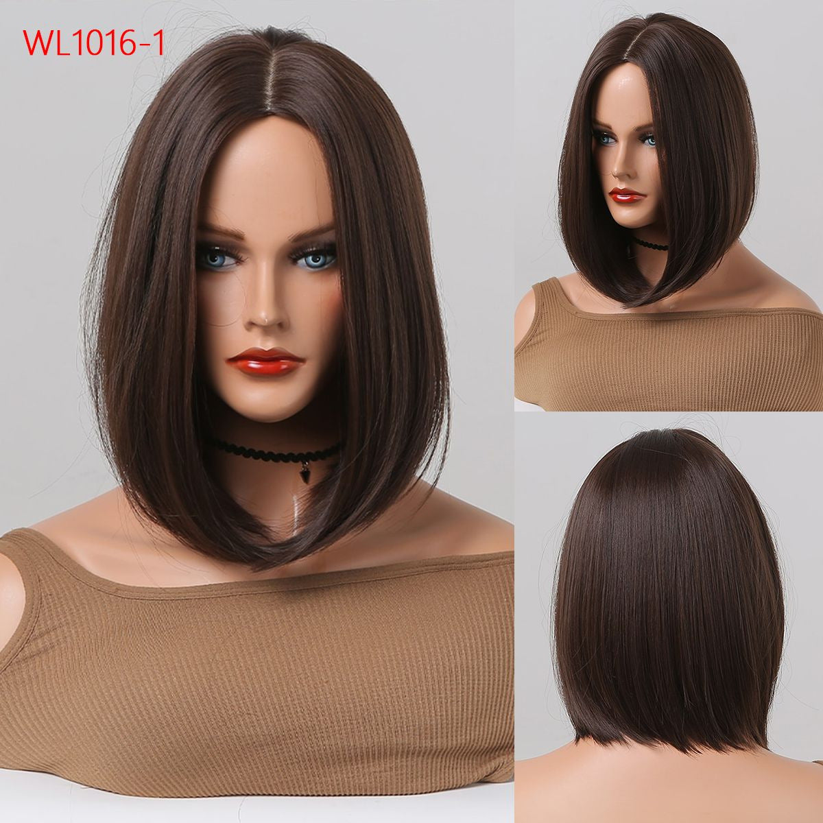 Female Gradient Color Collarbone Length Haircut Simulation Medium Wig Short Curly Hair