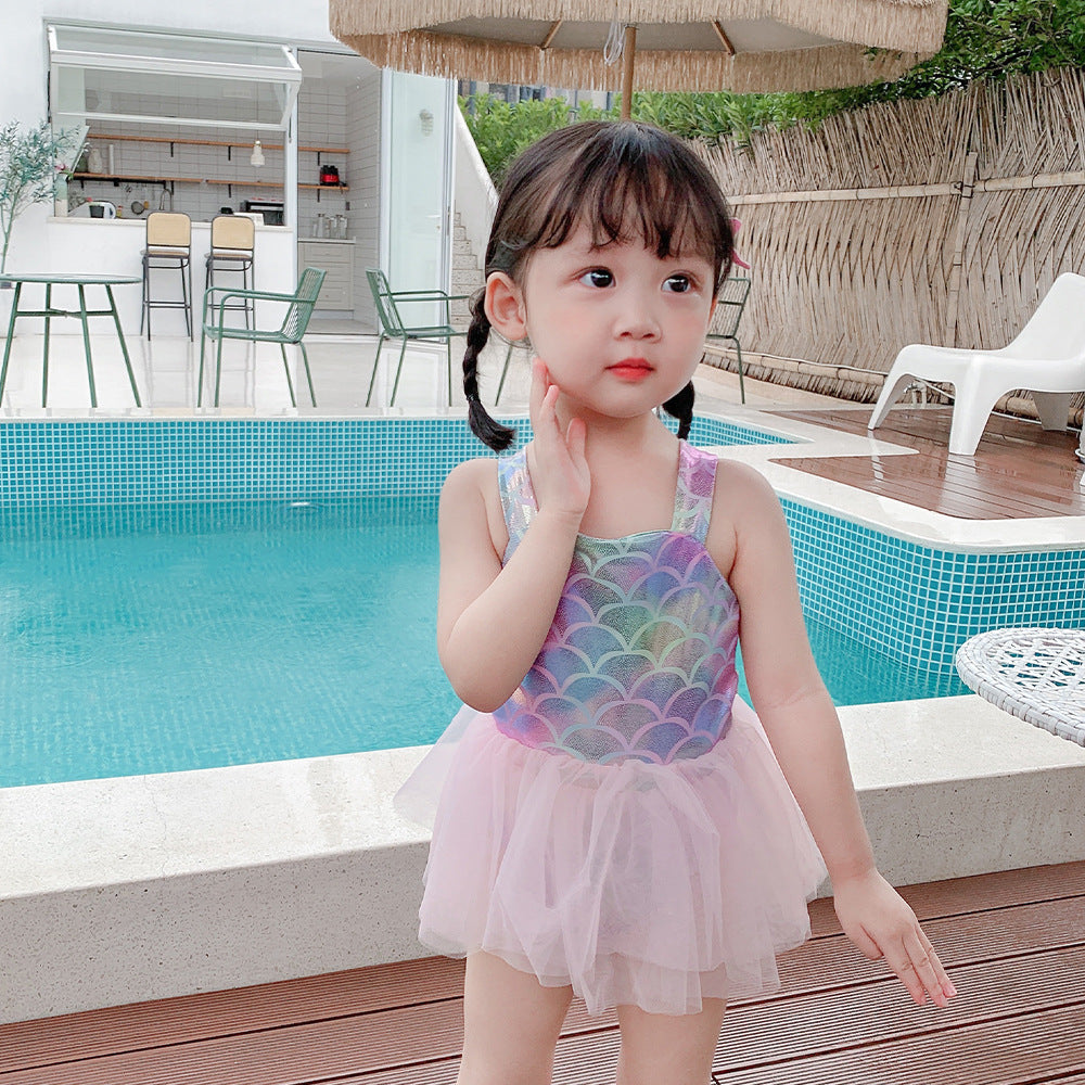 Children's Clothing Summer One-piece Swimsuit Mermaid Rainbow Jumpsuit, Climbing Suit