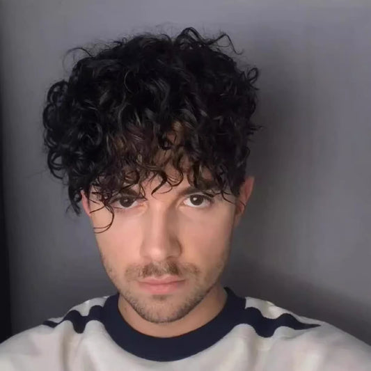 Men's Black Short Curly Hair Synthetic Wigs Men's Wig