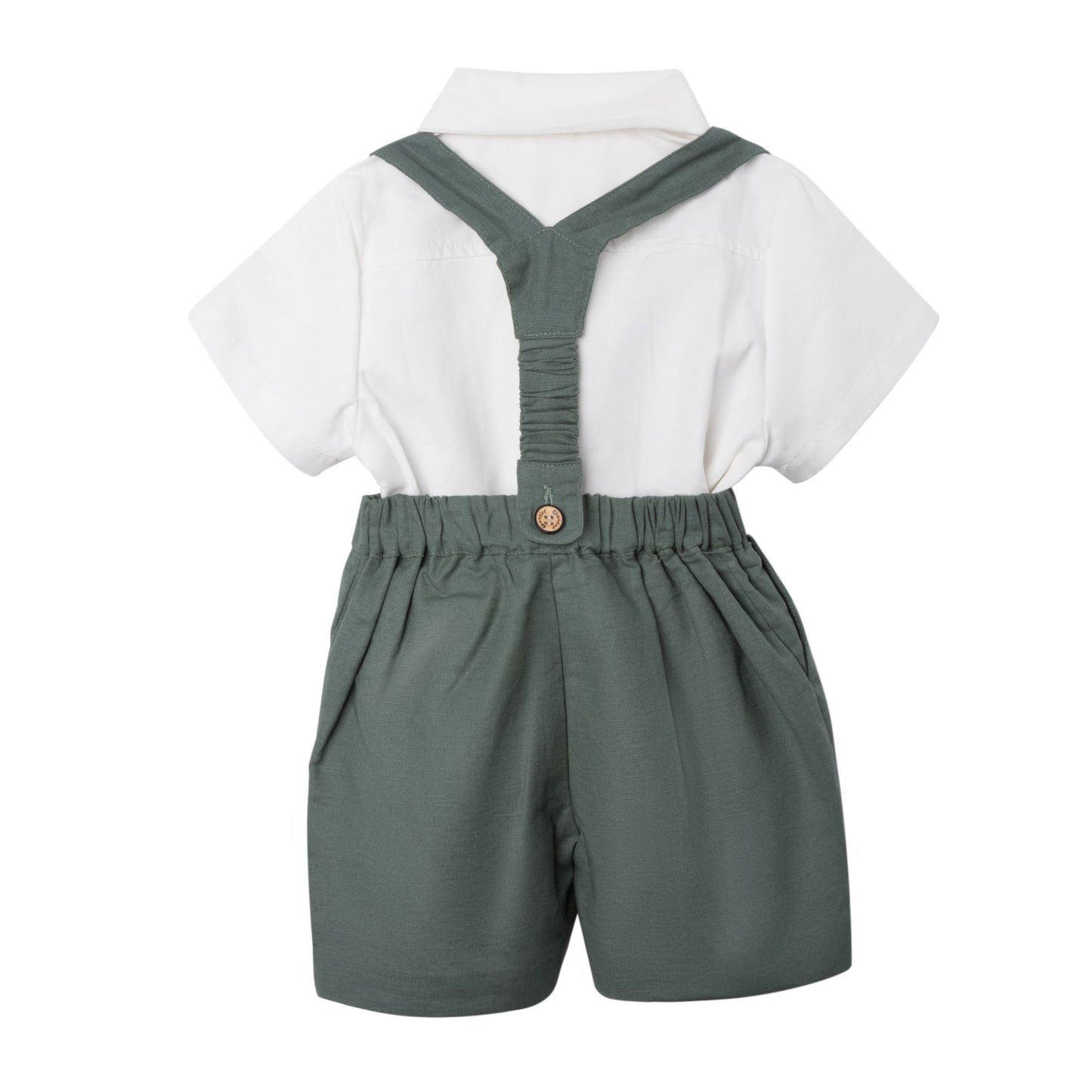 Children's Summer Clothing Solid Color Shirt Overalls Dress Two-piece Set Children's Suit