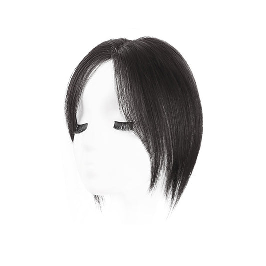 Female Head Real Hair Fluffy Skull Top Invisible Seamless Covering Wig Bangs