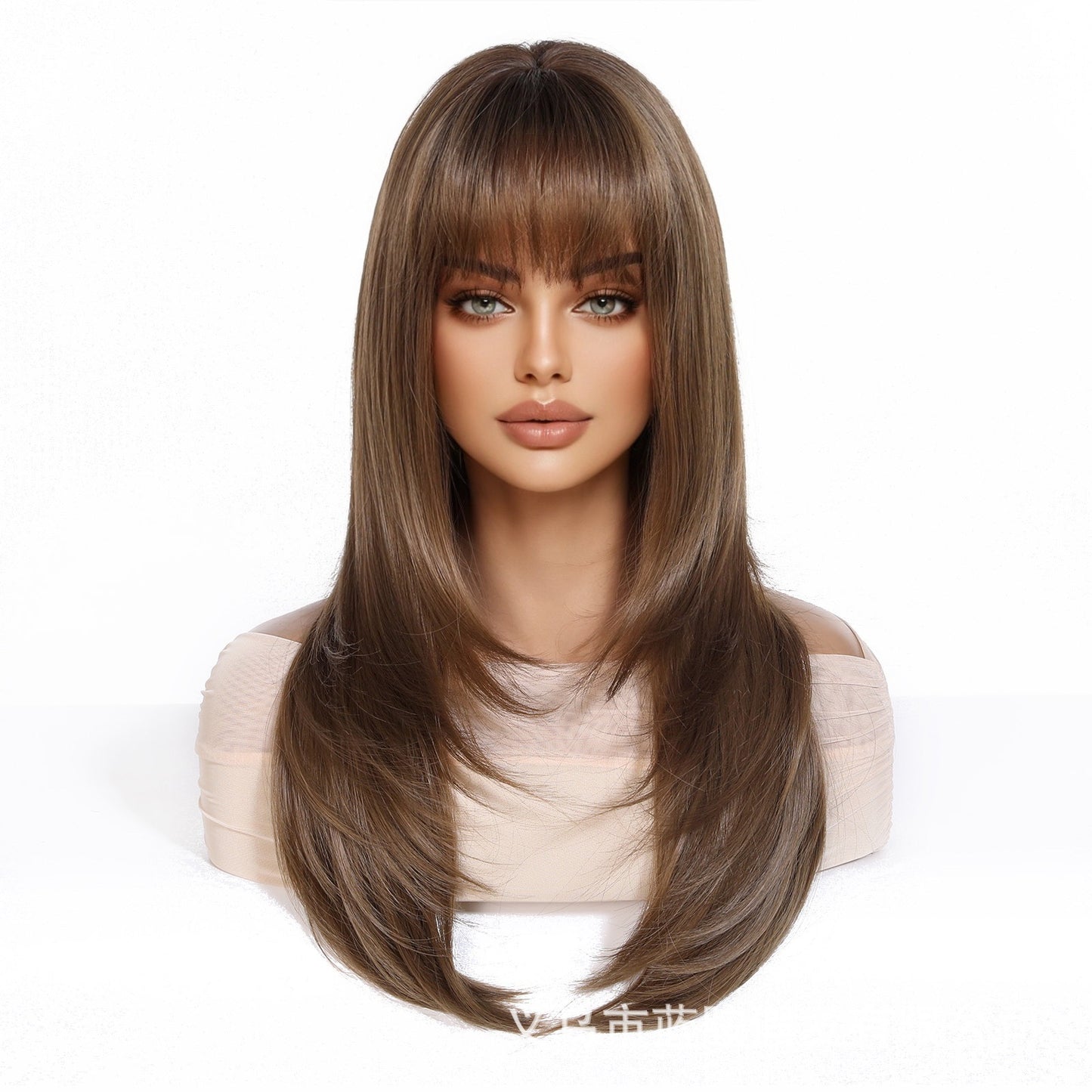 High Level Gradient Brown Hair Fashion Long Straight Wig
