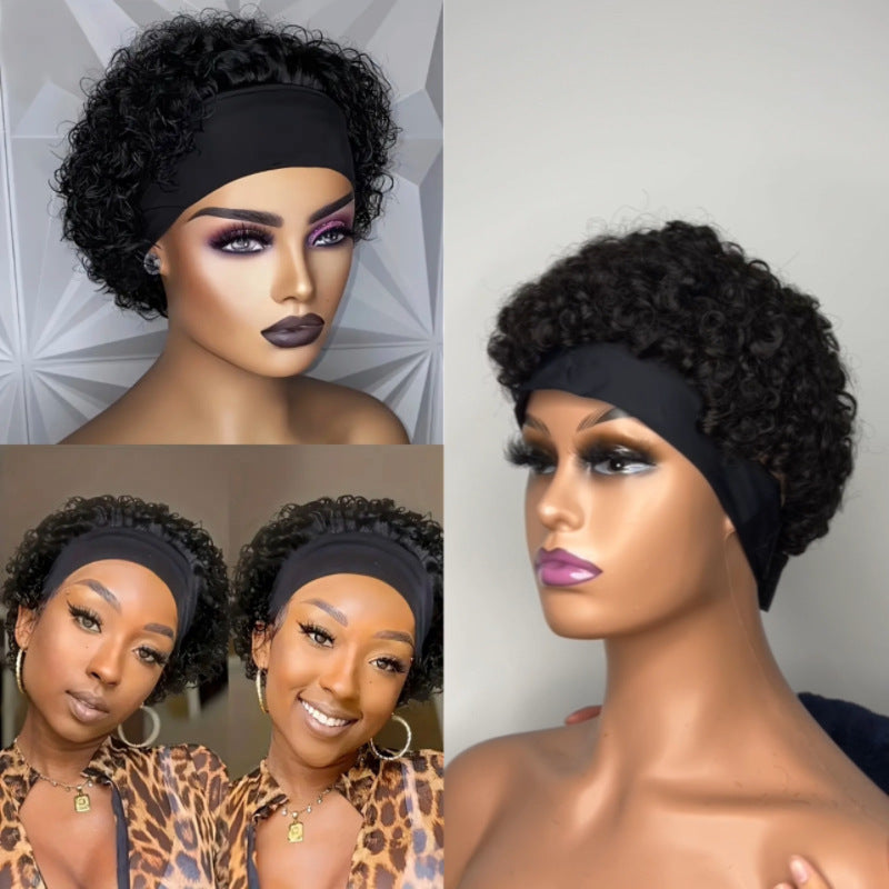 Women's Ice Silk Human Elf Short Lace Real Hair Wig