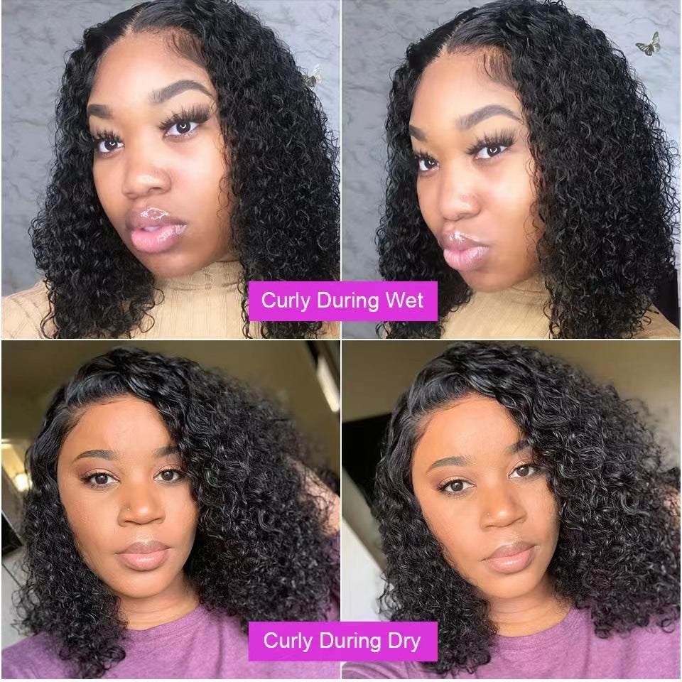 Lace Front Transparent Hd Human With Hairline Density Brazilian Wig Short Curly Hair