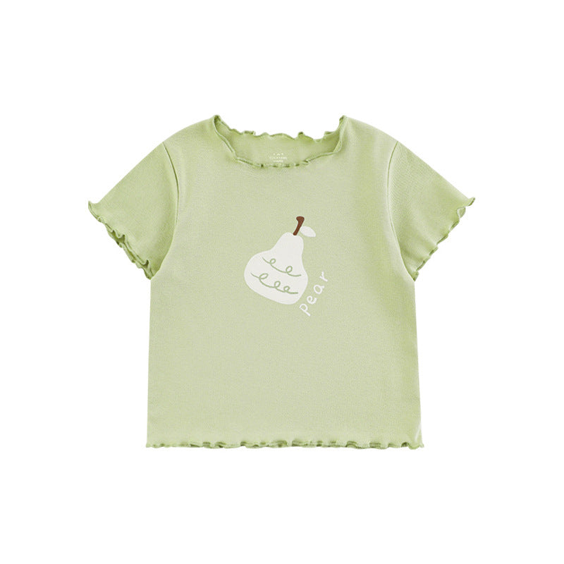 Fruit Printed Short-sleeved Summer Cute Tree Lacework Children's T-shirt