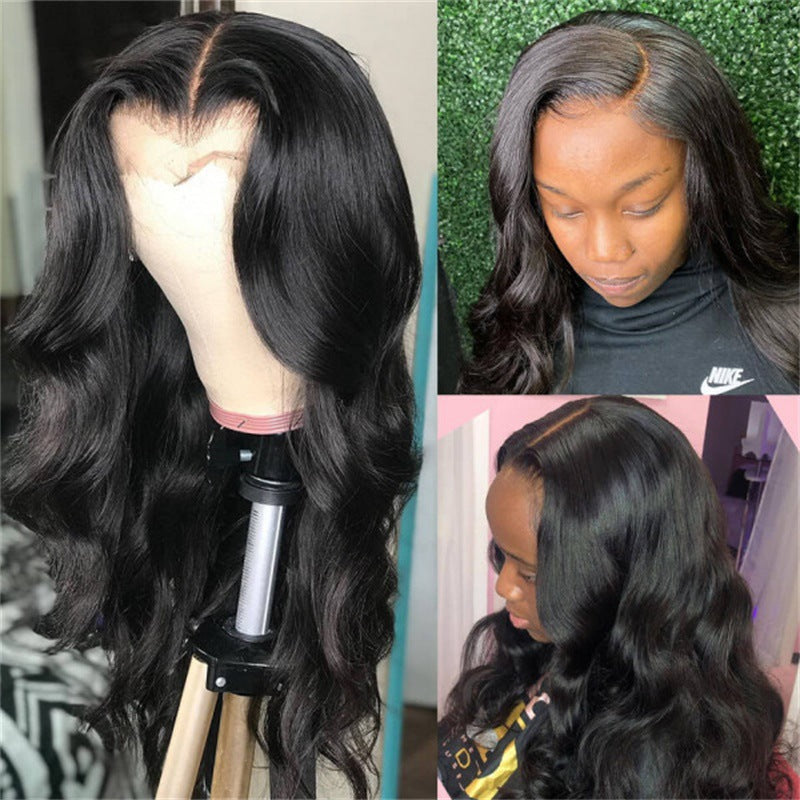 Rose Net Split Black Curly Big Wave Chemical Fiber Wig Long Curls
