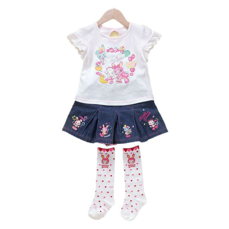 Style Cartoon Cute Pianist Rabbit Fruit Short Children's T-shirt