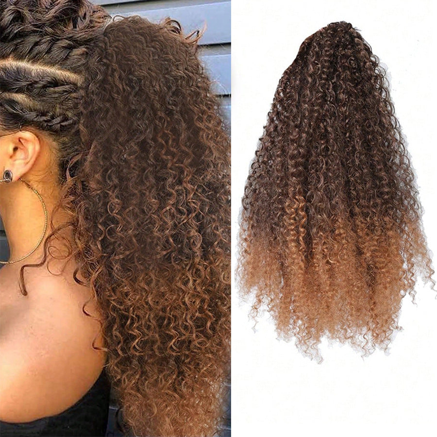 African Small Volume Drawstring Long Hair Wig Ponytail