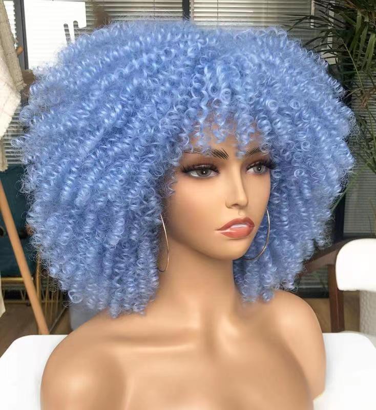 Women's African Fashion Explosion Small Head Cover Wig Short Curly Hair