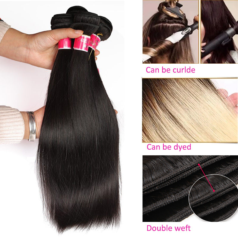 Versatile New Person Straight Weft Set Real Hair Wig