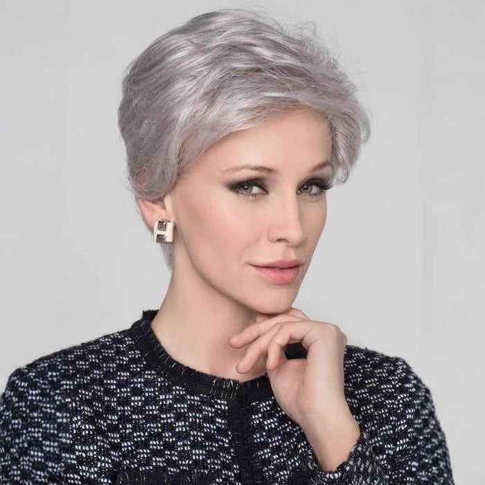 Gray White Side Bangs Partial Fiber Piece Wig Short Curly Hair