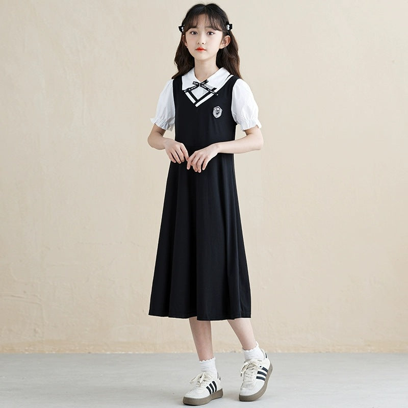 Fake Two-piece Summer For Fashionable Princess Middle Big Children's Dress