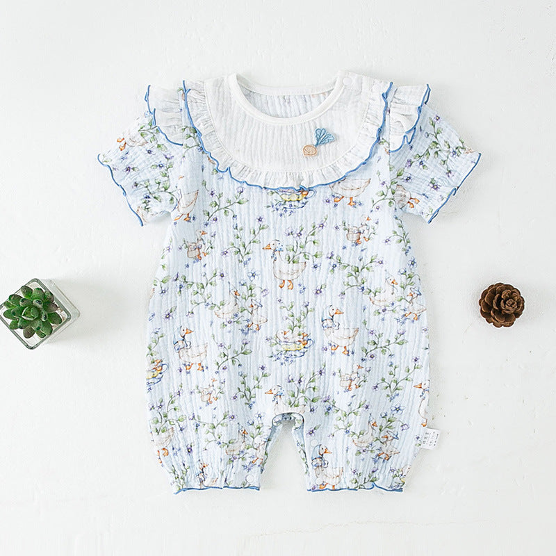 Summer Thin Clothes Infant Rompers Short-sleeved Princess Jumpsuit, Climbing Suit