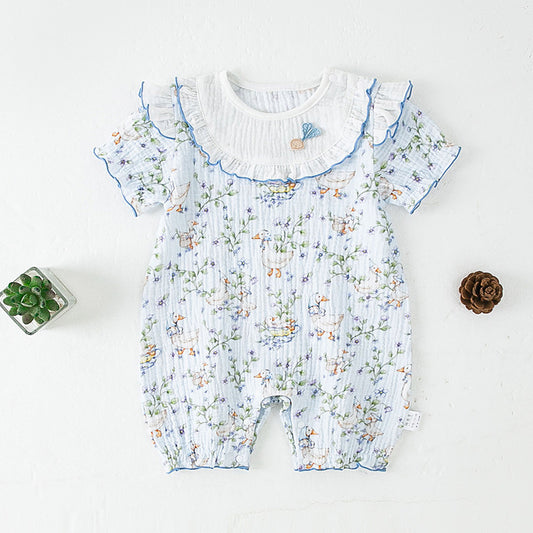 Summer Thin Clothes Infant Rompers Short-sleeved Princess Jumpsuit, Climbing Suit
