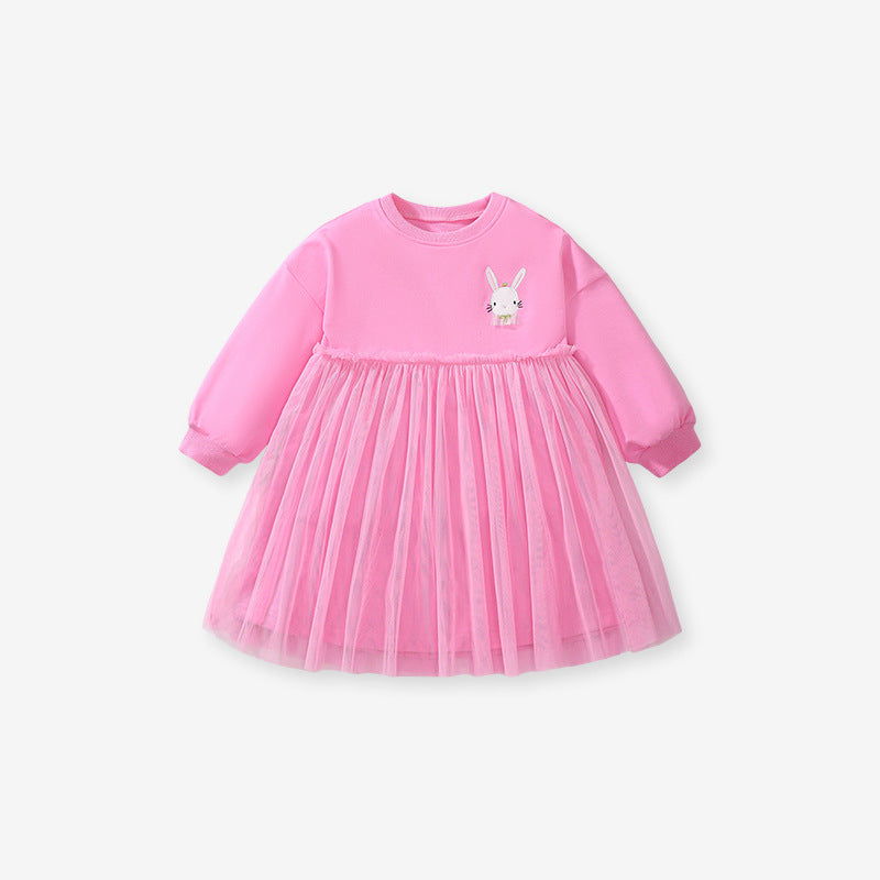 Long-sleeved Tulle Skirt Autumn Cotton Princess Children's Dress