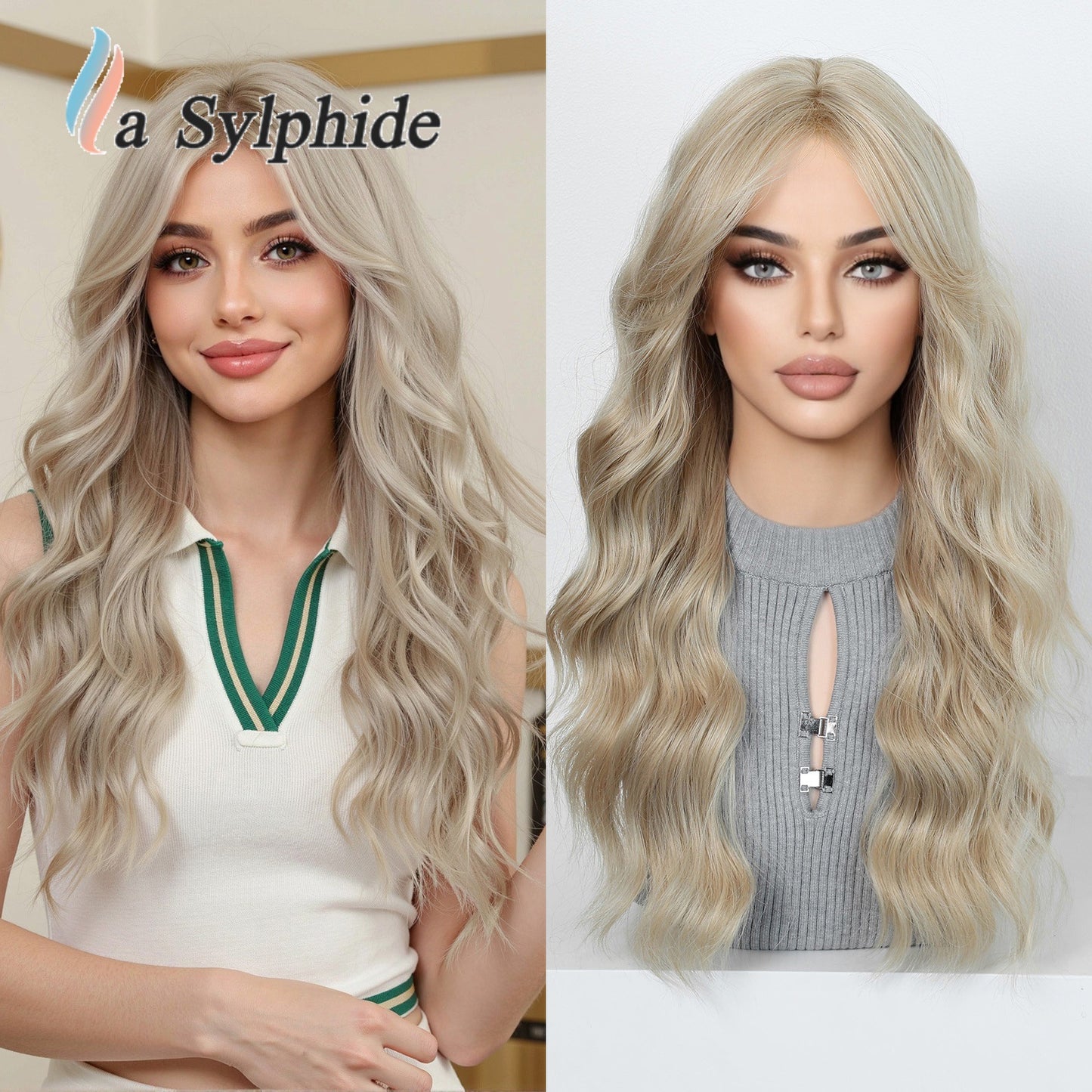 Brown Gradient Mid-length Bangs Mechanism Curly Hair Natural Wig Long Curls