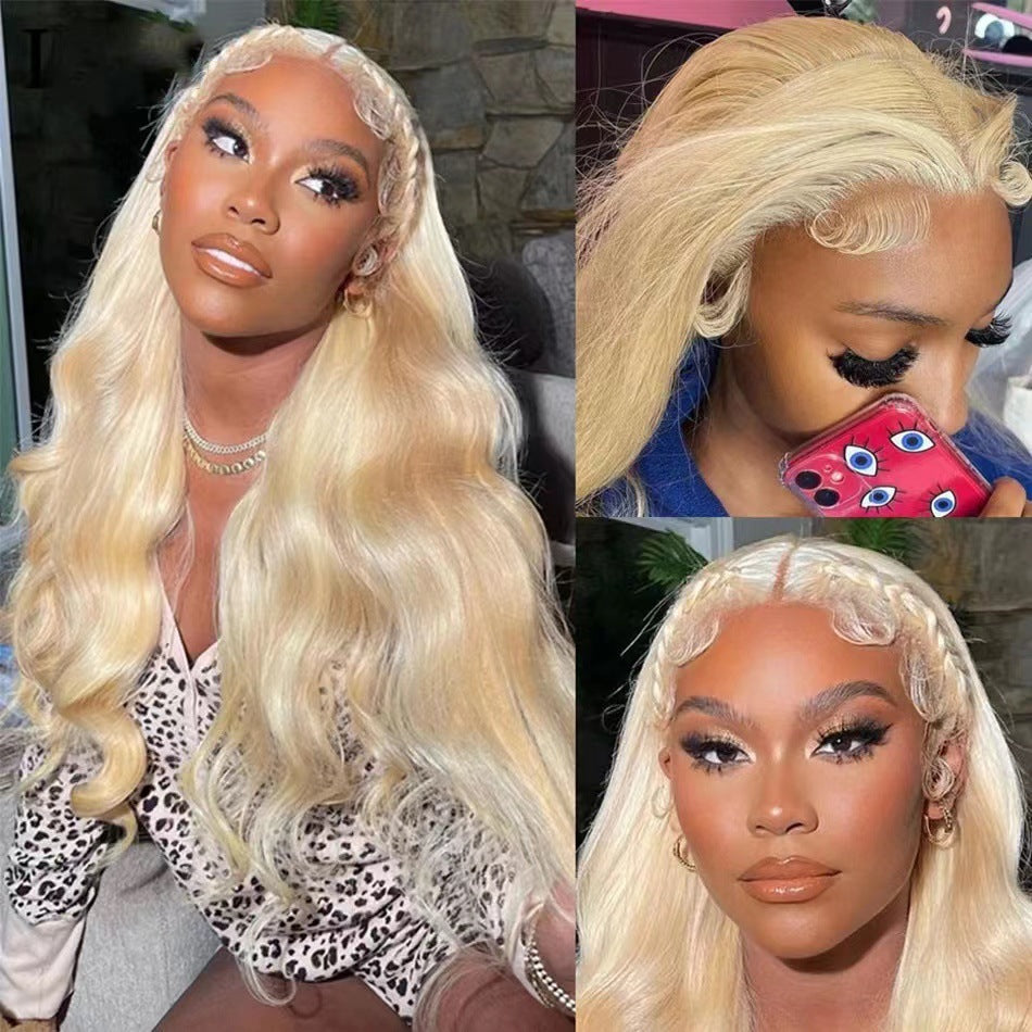 Women's Lace African Piano Color Curly Hair Big Wave Synthetic Wig Long Curls
