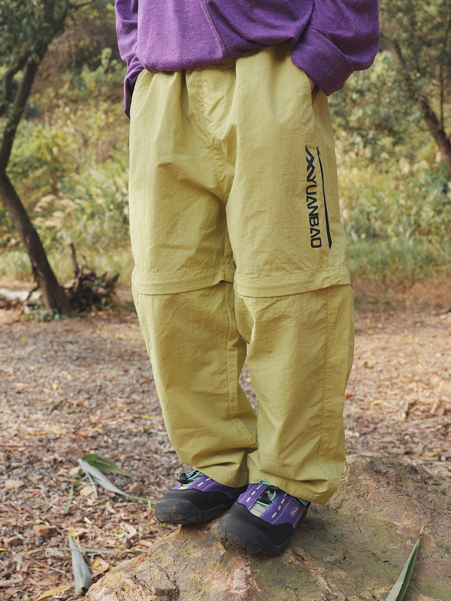 Children's Fold Detachable Overalls Spring Waterproof Trousers Outdoor Children's Pants